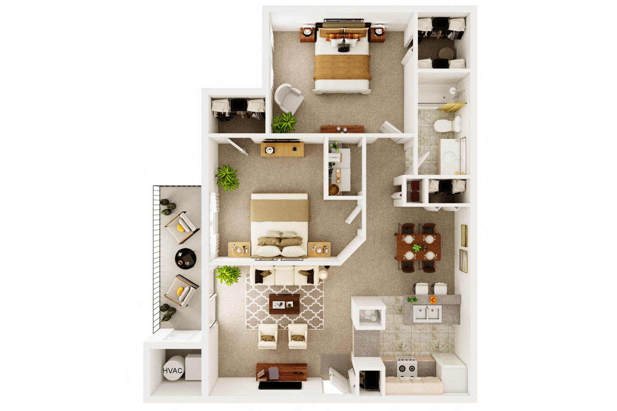 Floor plan for 2 beds, 1 bath, 900 sqft